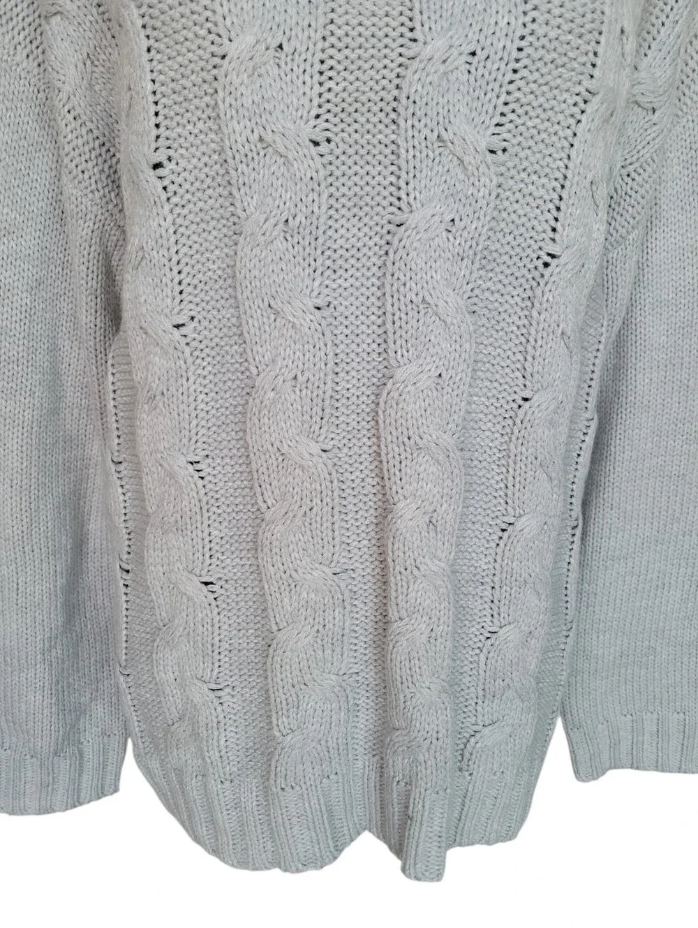 Women's Grey Cable Knit Turtleneck Sweater